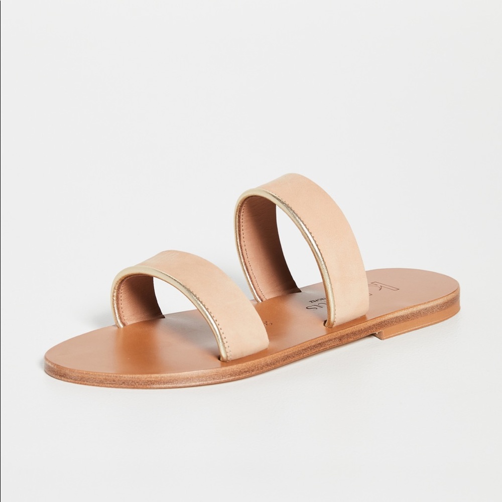 K. Jacques Varese Sandals in Nubuck Natural/Lame Platine sz 37 New in Box